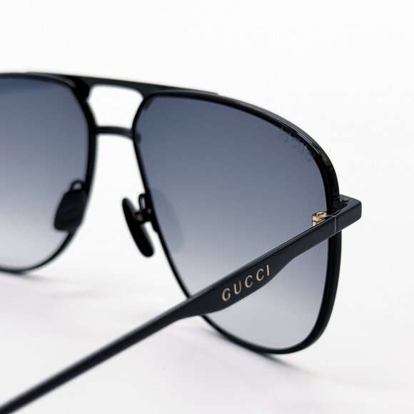 NEW GUCCI GG0336S 002 SUNGLASSES MEN BLACK/GRAY EYEWEAR - Picture 6 of 10